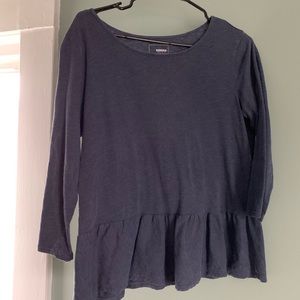 Blue peplum long sleeve tee shirt